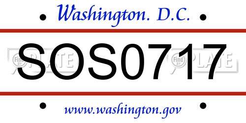 SOS0717 District Of Columbia License Plate
