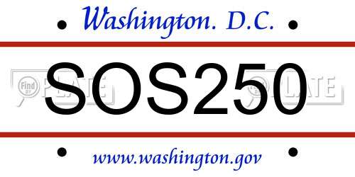 SOS250 District Of Columbia License Plate