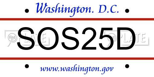 SOS25D District Of Columbia License Plate