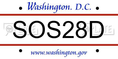 SOS28D District Of Columbia License Plate
