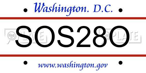 SOS28O District Of Columbia License Plate