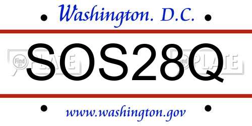 SOS28Q District Of Columbia License Plate