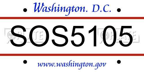 SOS5105 District Of Columbia License Plate