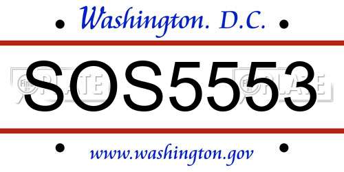 SOS5553 District Of Columbia License Plate