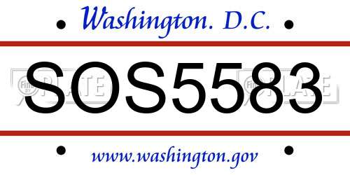 SOS5583 District Of Columbia License Plate