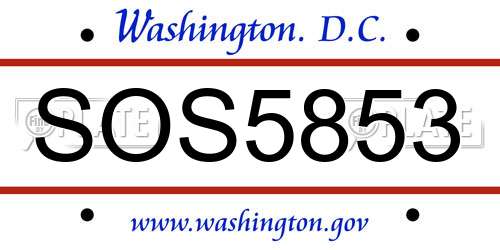 SOS5853 District Of Columbia License Plate