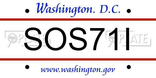 SOS71I District Of Columbia License Plate