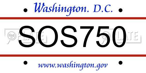 SOS750 District Of Columbia License Plate