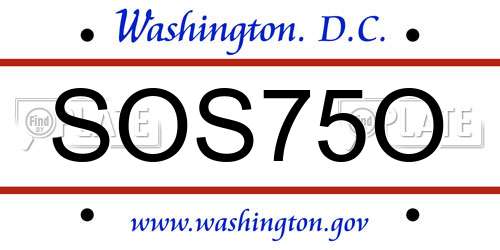 SOS75O District Of Columbia License Plate