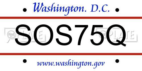 SOS75Q District Of Columbia License Plate