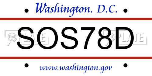 SOS78D District Of Columbia License Plate
