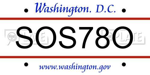 SOS78O District Of Columbia License Plate