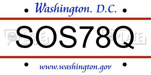 SOS78Q District Of Columbia License Plate