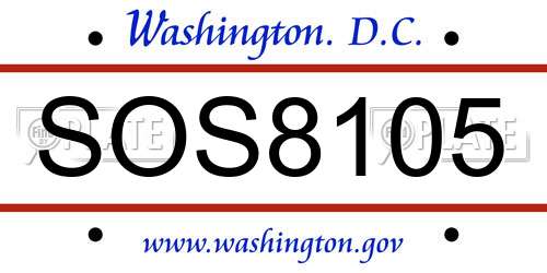 SOS8105 District Of Columbia License Plate