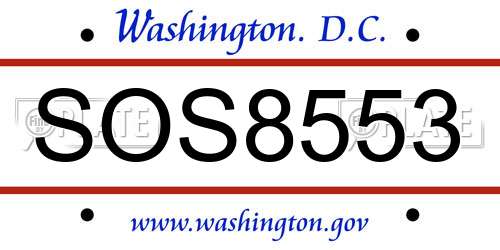 SOS8553 District Of Columbia License Plate