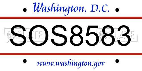 SOS8583 District Of Columbia License Plate