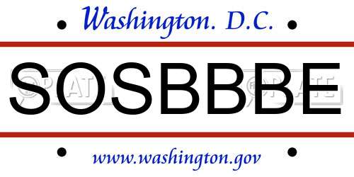 SOSBBBE District Of Columbia License Plate