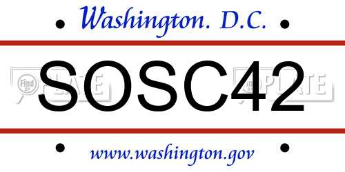 SOSC42 District Of Columbia License Plate