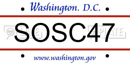 SOSC47 District Of Columbia License Plate