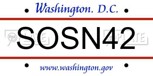SOSN42 District Of Columbia License Plate