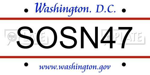 SOSN47 District Of Columbia License Plate