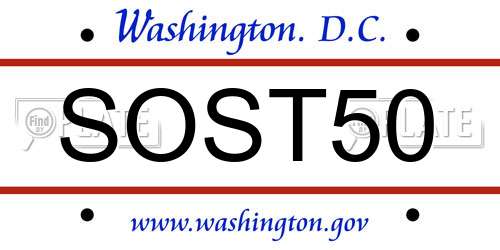 SOST50 District Of Columbia License Plate