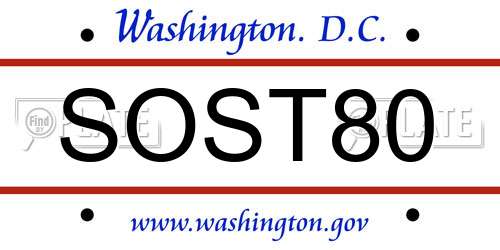 SOST80 District Of Columbia License Plate