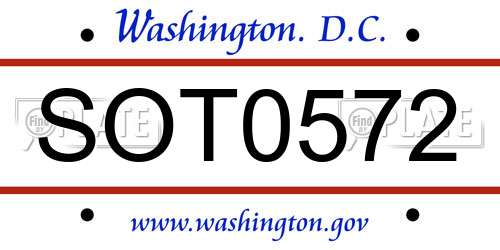 SOT0572 District Of Columbia License Plate