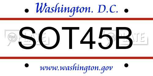 SOT45B District Of Columbia License Plate