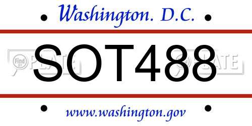 SOT488 District Of Columbia License Plate