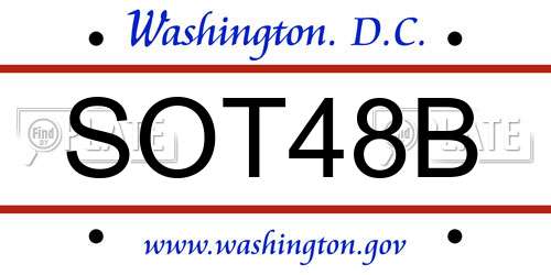 SOT48B District Of Columbia License Plate