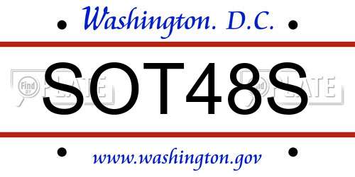 SOT48S District Of Columbia License Plate