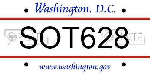 SOT628 District Of Columbia License Plate