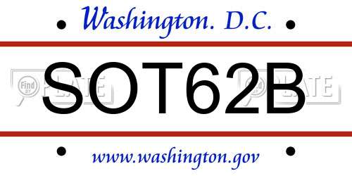 SOT62B District Of Columbia License Plate