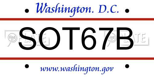 SOT67B District Of Columbia License Plate