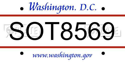 SOT8569 District Of Columbia License Plate