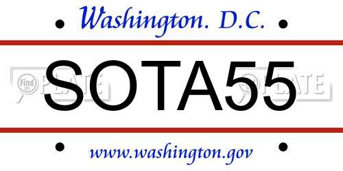SOTA55 District Of Columbia License Plate