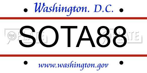 SOTA88 District Of Columbia License Plate