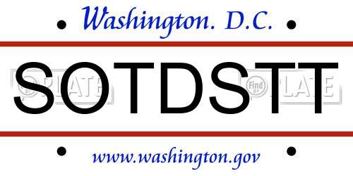 SOTDSTT District Of Columbia License Plate