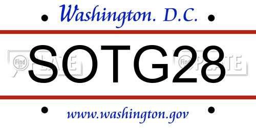 SOTG28 District Of Columbia License Plate
