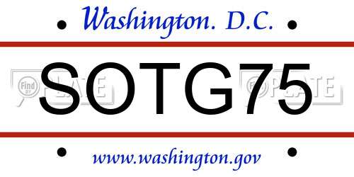 SOTG75 District Of Columbia License Plate