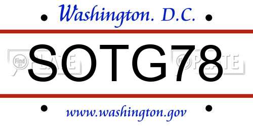 SOTG78 District Of Columbia License Plate