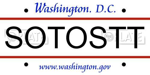 SOTOSTT District Of Columbia License Plate