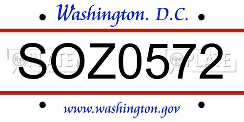 SOZ0572 District Of Columbia License Plate