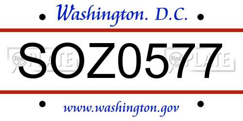 SOZ0577 District Of Columbia License Plate
