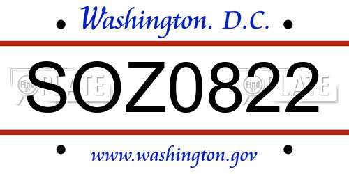 SOZ0822 District Of Columbia License Plate