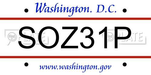 SOZ31P District Of Columbia License Plate