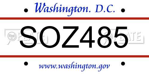 SOZ485 District Of Columbia License Plate