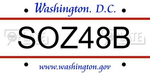 SOZ48B District Of Columbia License Plate
