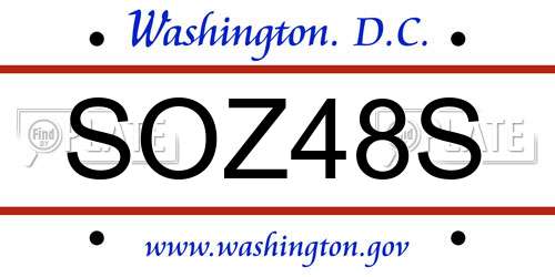 SOZ48S District Of Columbia License Plate